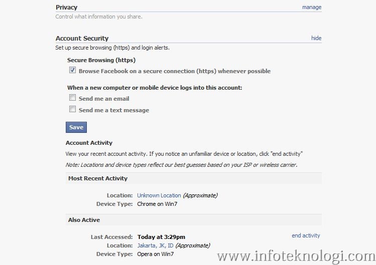 Facebook Web Secure Setting